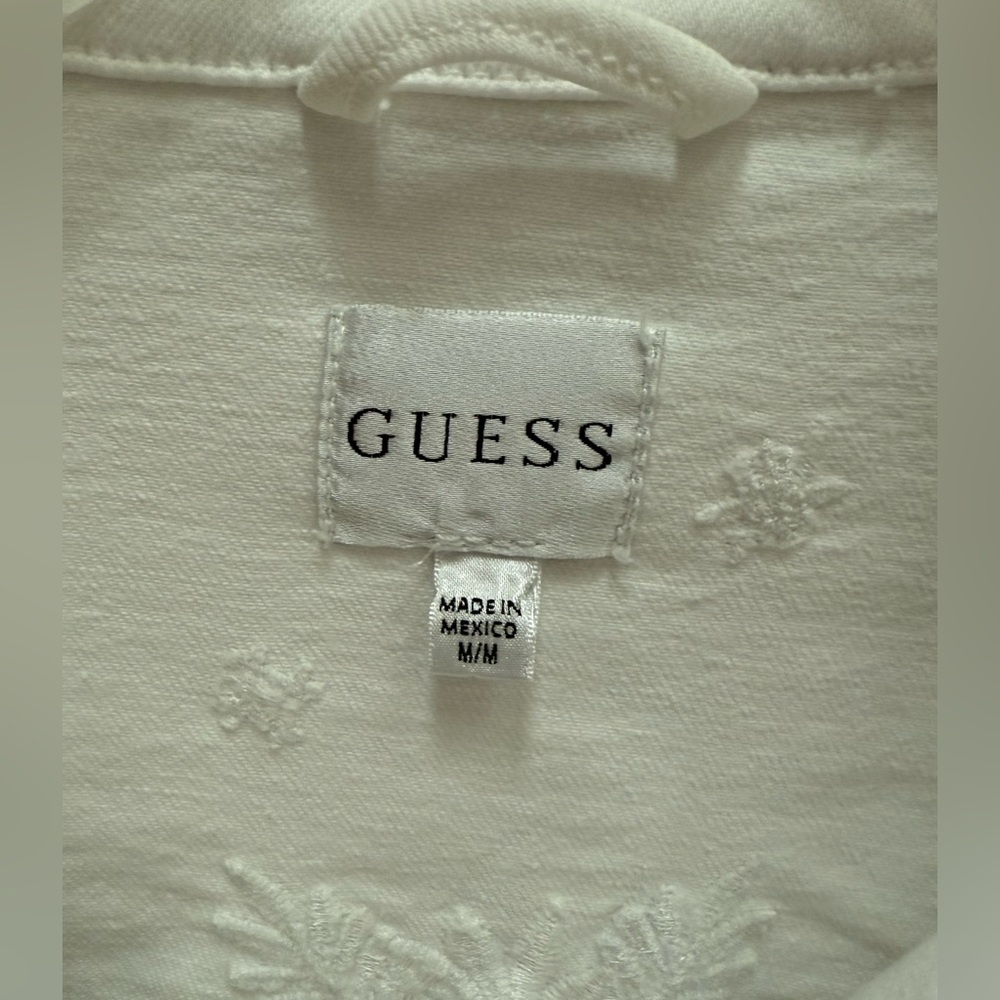 Guess Women's White  peplum Jean Jacket - Picture 7 of 13